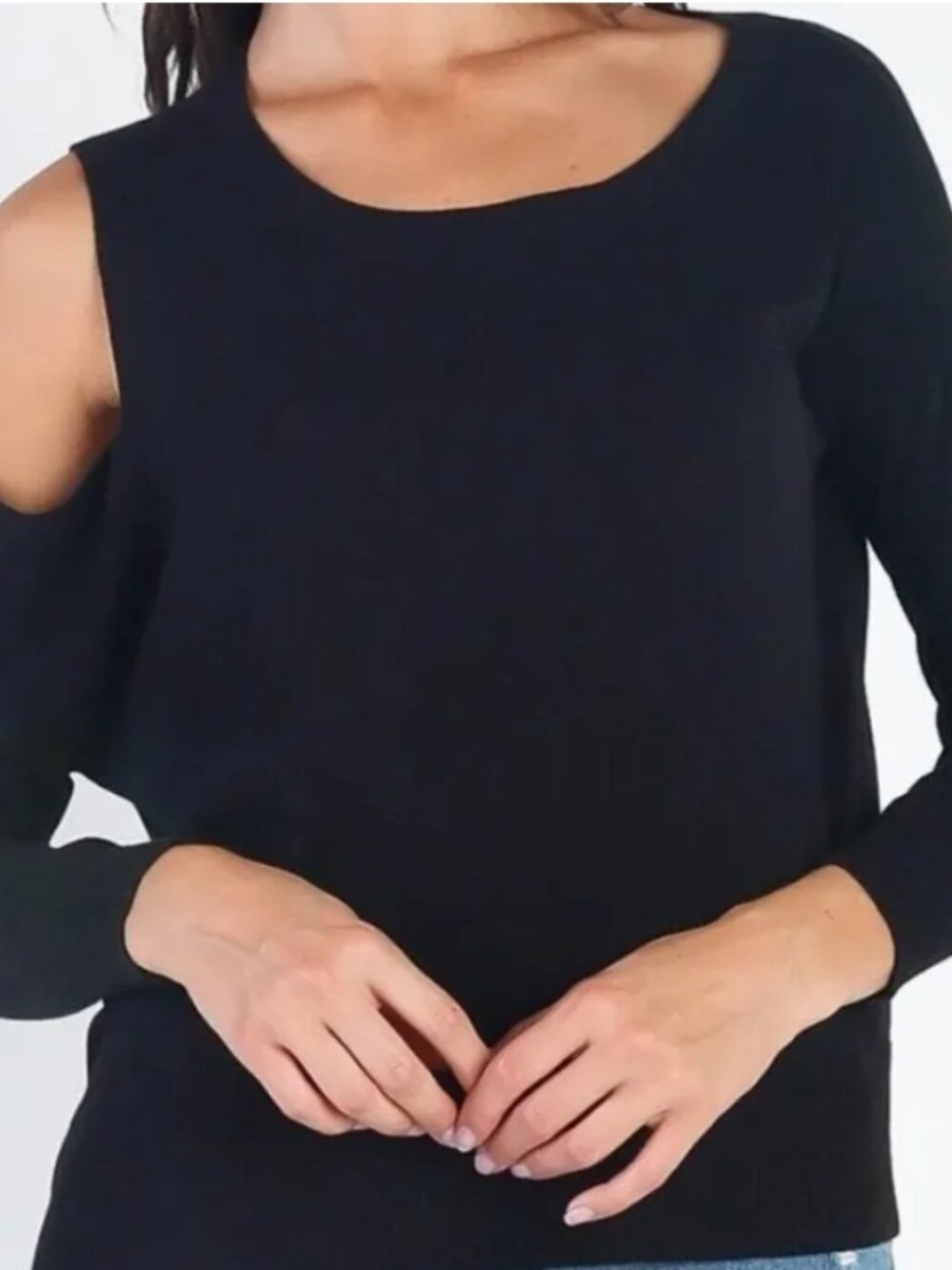 Black Cold Shoulder Cutout Sweater